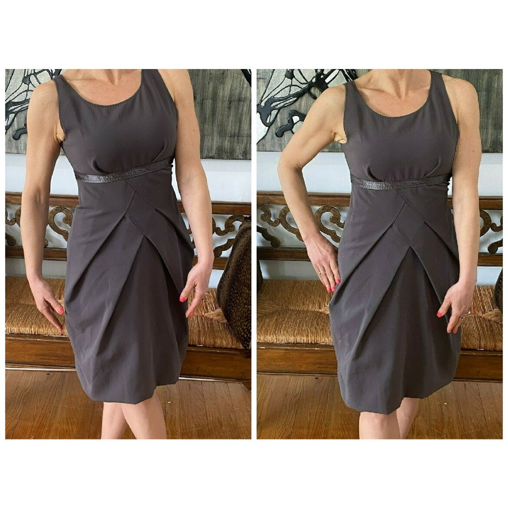 MOSCHINO CHEAP & CHIC GRAY SLEEVELESS A LINE PLEATED COCKTAIL  DRESS 0